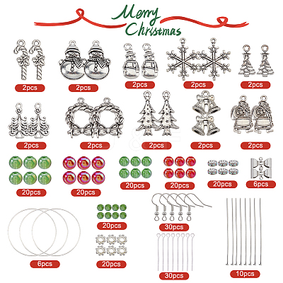 Christmas Theme DIY Alloy & Glass Dangle Earring Making Kits DIY-SC0027-64-1