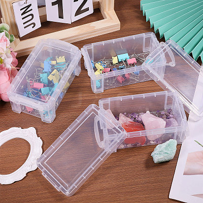 Transparent Plastic Stackable Mini Organizer Bead Containers with Locking Lid CON-WH0123-31E-1