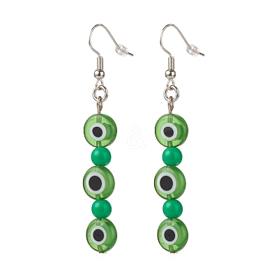 Lampwork Evil Eye & Acrylic Beaded Dangle Earrings EJEW-JE04972-03-1