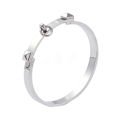 Tarnish Resistant Ring with Square 304 Stainless Steel Bangles BJEW-G700-04P-1