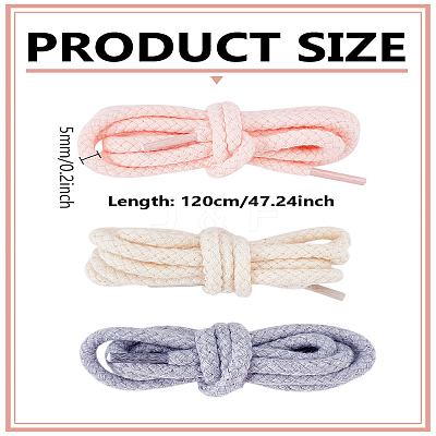 6Pcs 3 Colors Polyester Shoelaces FIND-LP0008-87-1