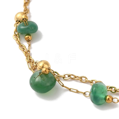 Summer Beach Nuggets Natural Agate(Dyed & Heated) Multi-Strand Anklets BJEW-P326-07D-G-1