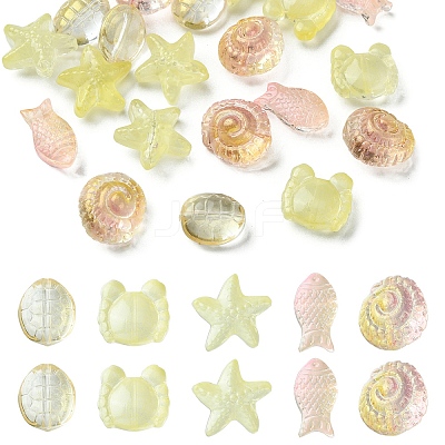 25Pcs 5 Style Ocean Themed Transparent Glass Beads Sets GLAA-YW0003-40G-1