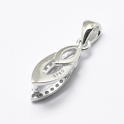 Anti-Tarnish Rhodium Plated 925 Sterling Silver Micro Pave Cubic Zirconia Pendant Bails STER-E053-35P-1