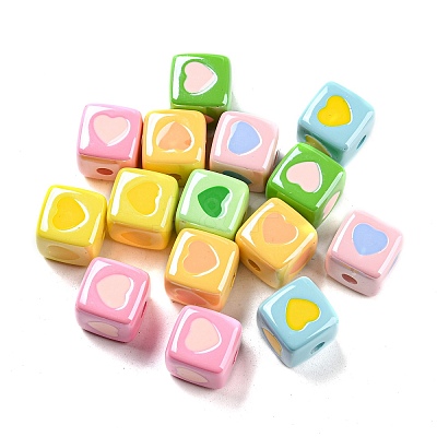 Opaque Colourful Acrylic Enamel Beads OACR-L001-03-1