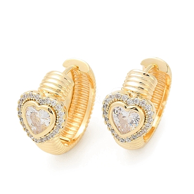 Brass Clear Cubic Zirconia Hoop Earrings EJEW-Q016-03G-1