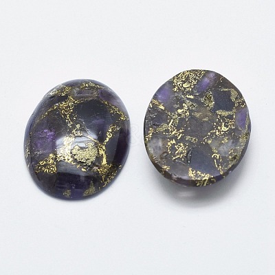 Brass Line Amethyst Cabochons X-G-E464-42F-1