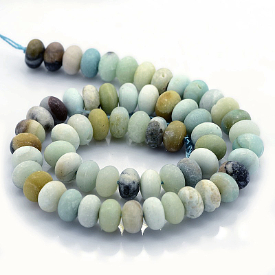 Natural Frosted Flower Amazonite Beads Strands G-O015-10x6mm-01-1