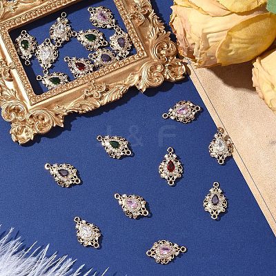 3Pcs Brass Micro Pave Cubic Zirconia Links Connectors KK-YW0003-49LG-05-1