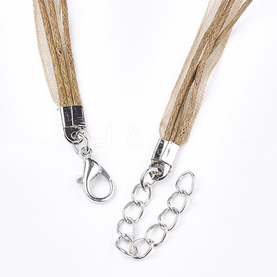 Waxed Cord and Organza Ribbon Necklace Making NCOR-T002-290-1