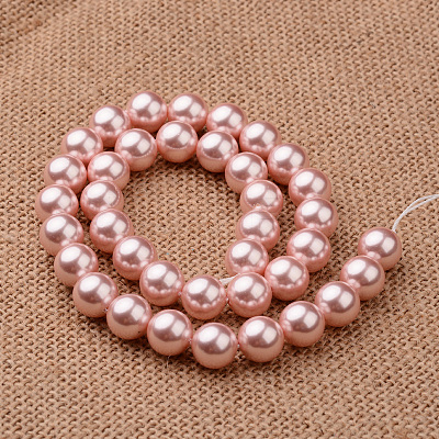 Polished Round Grade A Shell Pearl Bead Strands BSHE-M027-6mm-23-1