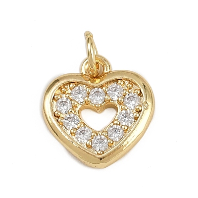Brass Micro Pave Clear Cubic Zirconia Charms KK-D409-23G-1