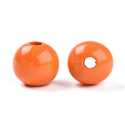Painted Natural Wood Beads WOOD-A018-16mm-16-1
