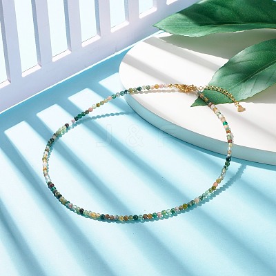 Natural Indian Agate Beaded Necklaces for Women NJEW-JN03789-03-1