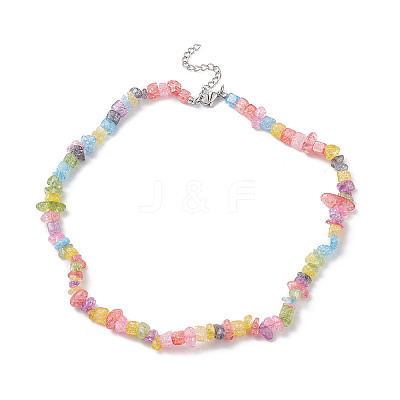 Synthetic Crackle Quartz Dyed Chips Chips Beaded Necklaces NJEW-JN04275-04-1