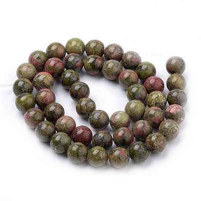 Natural Unakite Beads Strands G-S259-14-8mm-1