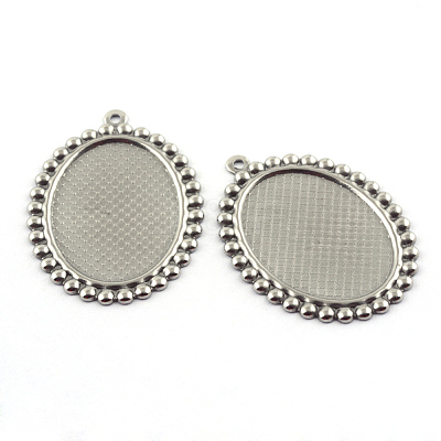 Tarnish Resistant Pendant Cabochon Settings X-STAS-Q194-16-1