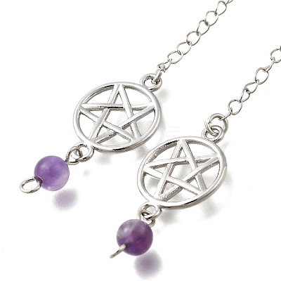 Alloy Flat Round with Star Dowsing Pendulums G-M447-05P-1