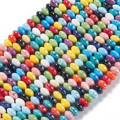 Glazed Porcelain Rondelle Beads PORC-E018-01-1