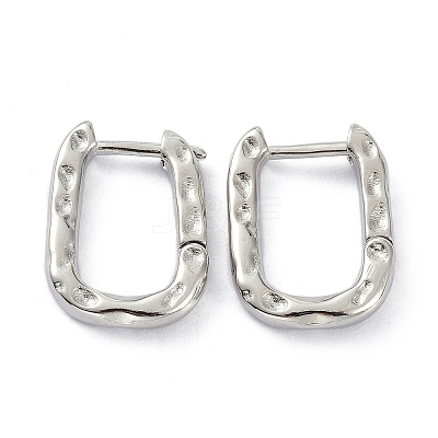 Textured Rectangle Brass Hoop Earrings LS-EJEW-B007-02P-1