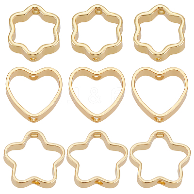 60Pcs 3 Styles Rack Plating Alloy Bead Frames KK-BBC0016-24-1