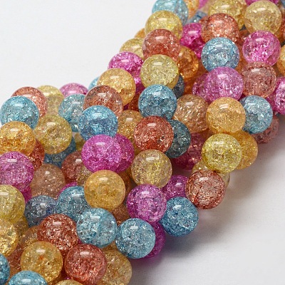 Crackle Glass Round Beads Strands CCG-E001-6mm-02-1
