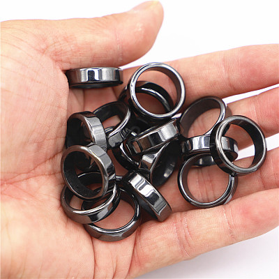 Non-Magnetic Synthetic Hematite Plain Band Ring LS-FIND-PW0021-11E-1