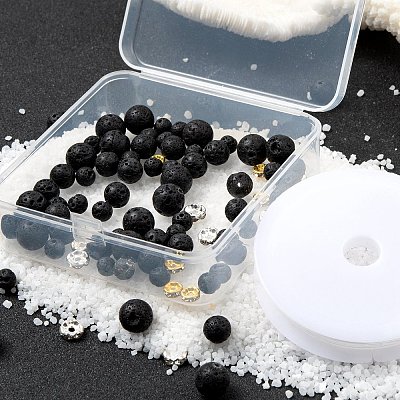 76Pcs Natural Lava Rock Round Beads for DIY Bracelet Making DIY-FS0002-01-1