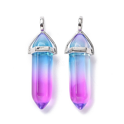 Faceted Bullet Glass Pointed Pendants KK-E282-01P-04-1