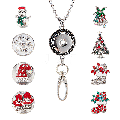 DIY Interchangeable Christmas Office Lanyard ID Badge Holder Necklace Making Kit DIY-SC0022-03-1