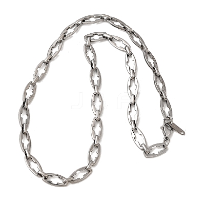 2Pcs 2 Styles 304 Stainless Steel Cross Link Chain Necklaces for Couple NJEW-JN05431-1