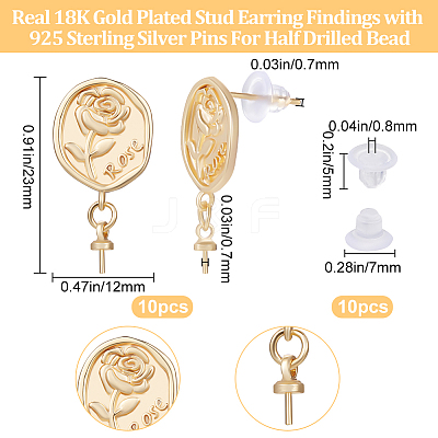 10Pcs Brass Stud Earring Findings KK-BBC0009-25-1