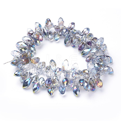 Electroplate Glass Faceted Teardrop Beads Strands X-EGLA-D014-28-1