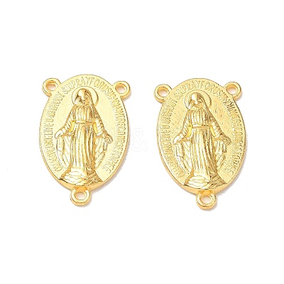 Holy Oval Carved Virgin Mary Tibetan Style Alloy Chandelier Component Links LS-TIBEP-LF0961YKG-G-FF-1