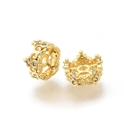 Brass Micro Pave Clear Cubic Zirconia Spacer Beads KK-Z156-08G-03-1
