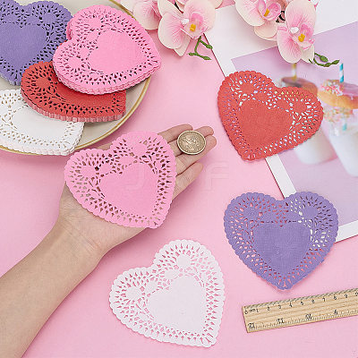 400Pcs 4 Colors Heart Lace Greaseproof Wrapping Paper FIND-SP0005-47-1