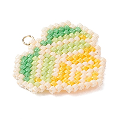 3Pcs 3 Styles Glass Seed Beaded Maple Leaf Pendants PALLOY-MZ00889-1