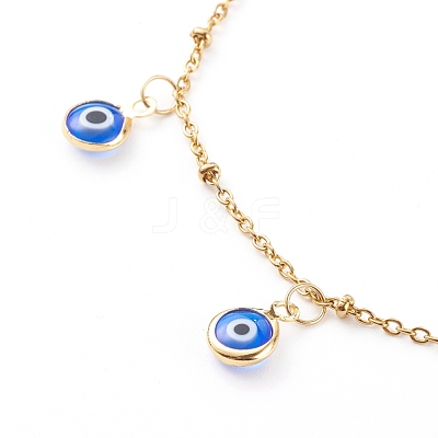 Evil Eye Lampwork Charm Anklets AJEW-AN00421-02-1