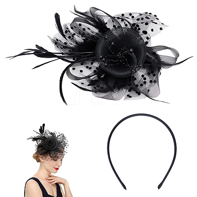 Polyester Mesh Veil Hair Bands OHAR-WH0034-12A-1