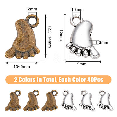 80Pcs 2 Style Tibetan Style Alloy Charms FIND-DC0004-14-1