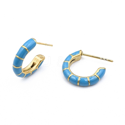 Enamel C-shape Stud Earrings EJEW-N052-05-1