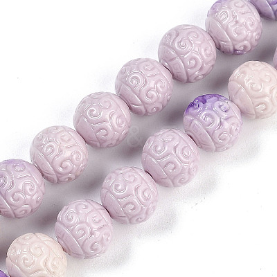Synthetic Shell Dyed Carved Beads Strands SHEL-K007-12-1
