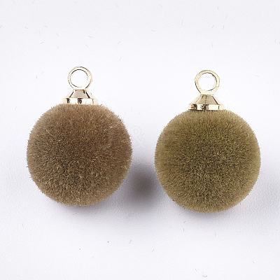 Flocky Acrylic Charms with Brass Findings X-FIND-T046-33B-1