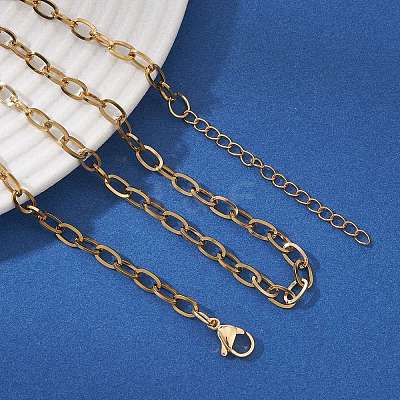 4MM 304 Stainless Steel Cable Chain Necklaces for Women NJEW-JN05597-1