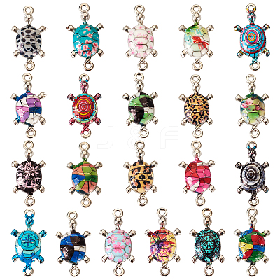 42Pcs 21 Colors Alloy Enamel Connector Charms ENAM-TA0001-78-1