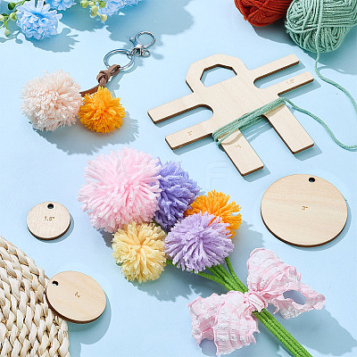 4Pcs Unfinished Wood Yarn Ball Making Tools AJEW-WH0596-590-1