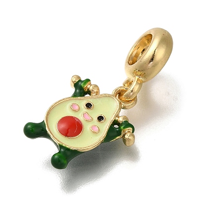 Rack Plating Alloy Green Enamel European Dangle Charms PALLOY-P307-17G-1