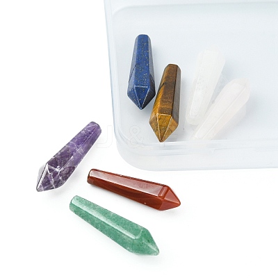7Pcs 7 Styles Natural Mixed Gemstone Pointed Beads G-FS0005-53-1