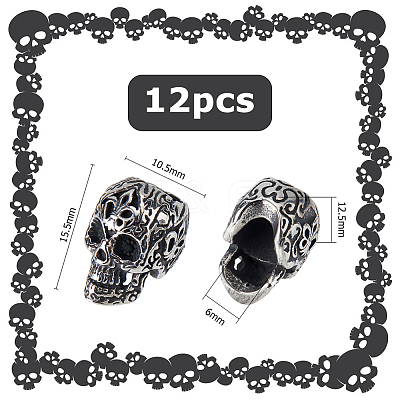 12Pcs 304 Stainless Steel European Beads STAS-HS0001-05-1
