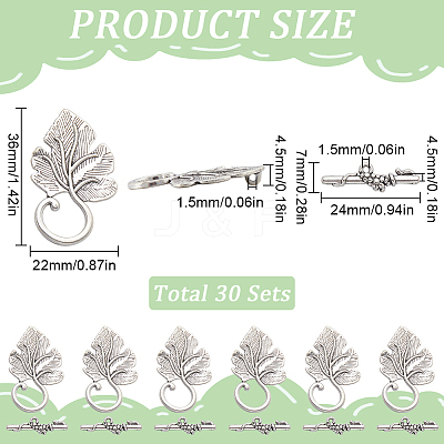 30Pcs Alloy Toggle Clasps FIND-SP0001-56AS-1